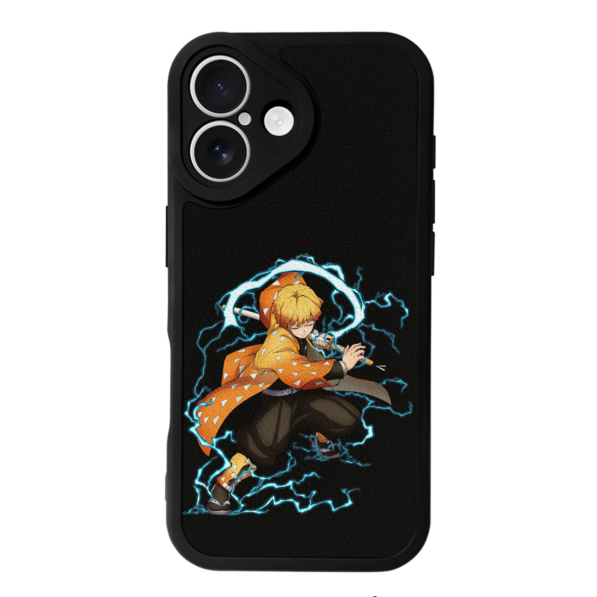 （画像用） 鬼滅の刃（きめつのやいば）我妻 善逸／あがつま ぜんいつ Agatsuma Zenitsu 【iPhone 16シリーズ対応】シリコンスマホケース（レザー調） 材質：シリコン